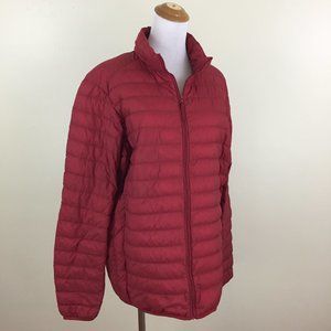 UNIQLO Red Zip Pocket Down Filling Long Sleeve Puffer Jacket